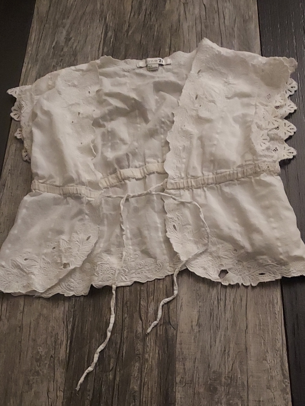 Boho White Eyelet Tie-Waist Women’s Top or Vest